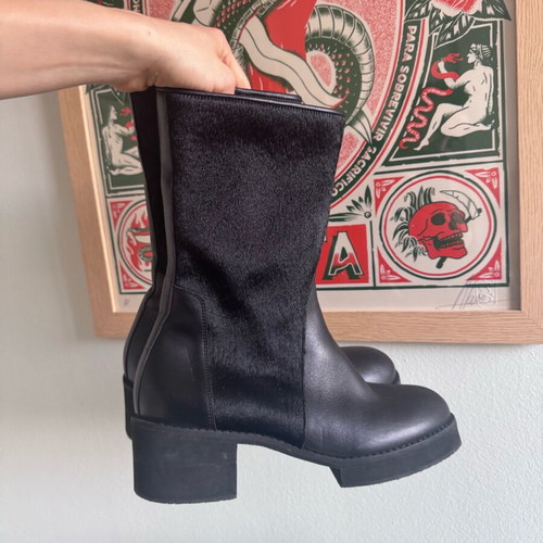 Leather biker boots 39 new black
