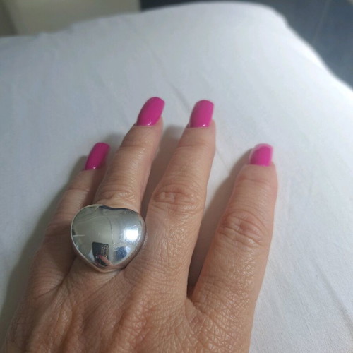 Steel ring used, silver, shiny impressive
