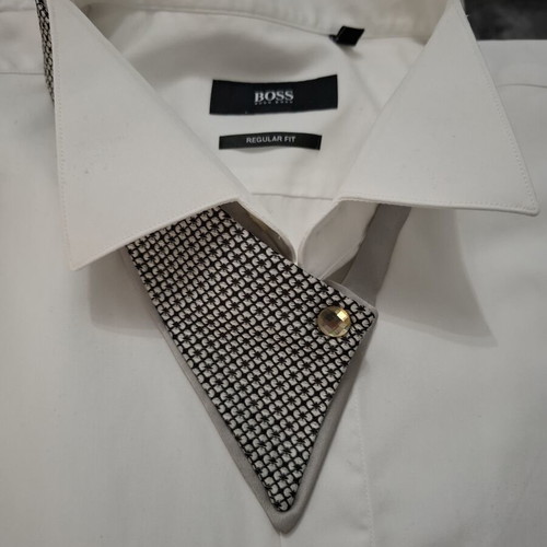 Bugatchi Men's Cummerbund and Neck Accessory Set satin silver, like new