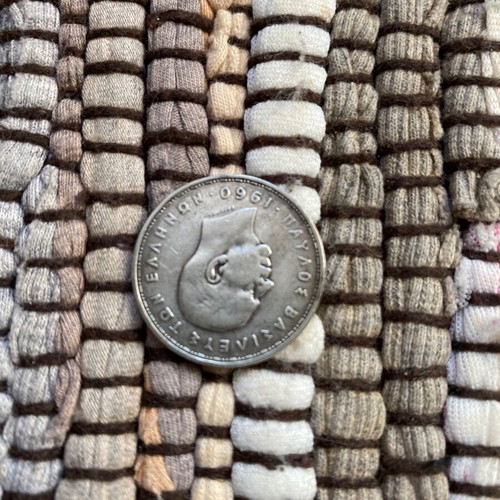 Greek silver collectible coin 20 drachmas 1960 used, King Pavlos I