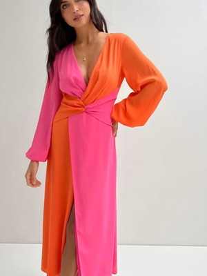 Lavish Alice Midaxi Dress New, Orange and Pink, Size S