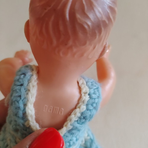 Vintage mini doll Gama 50s-60s, like new, 16 cm