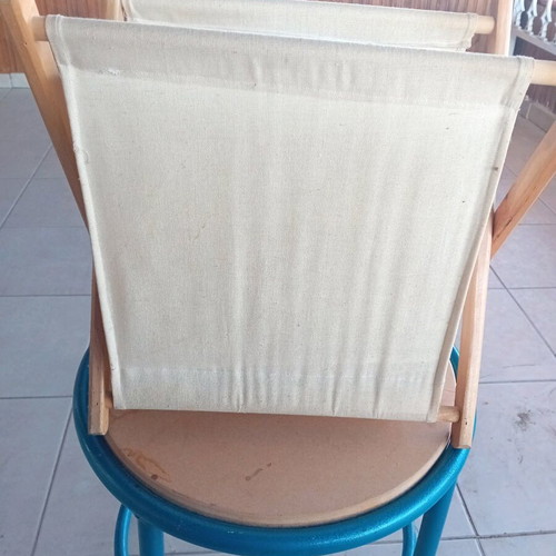 Folding fabric holder with wooden frame Nescafé like new