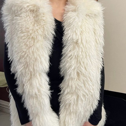 Zara synthetic fur vest new, beige, size S-M