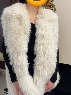 Zara synthetic fur vest new, beige, size S-M