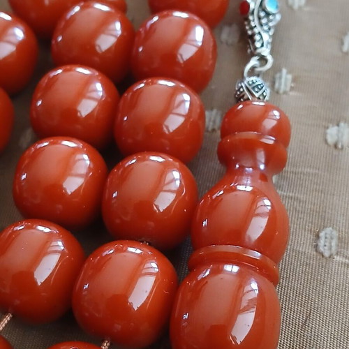 Vakelitis Komboloi used, 33 beads, traditional metal finish
