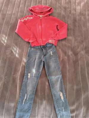 Clothing set 7-8 years used, blue and pink