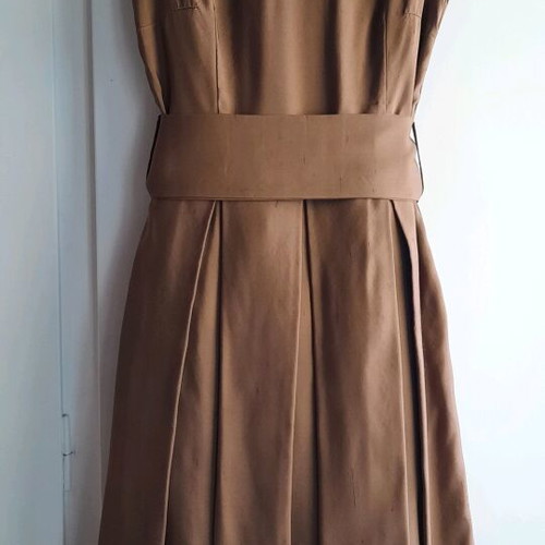 Rococo silk dress with 6 different looks, size L, brown