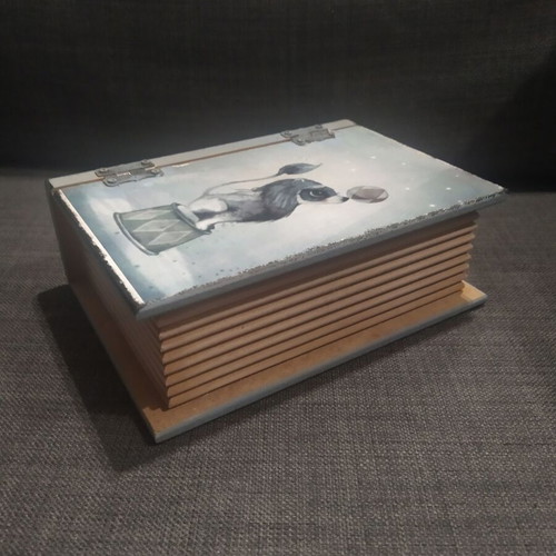 Handmade wooden storage box lion new