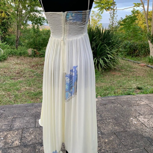 Long dress in archaic style like new, ivory viscose