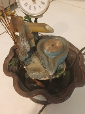 Table fountain with clock used, decorative electric
