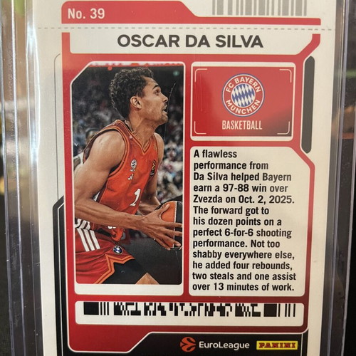 2025-26 Panini Contenders Euroleague Oscar da Silva Playoff Ticket like new