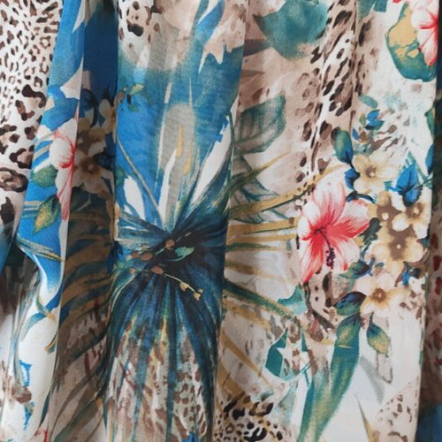 Blouse Dina with tropical pattern used, multicolor, size XL