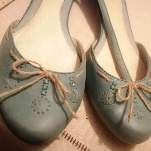 Zara women's turquoise ballerina shoes like new