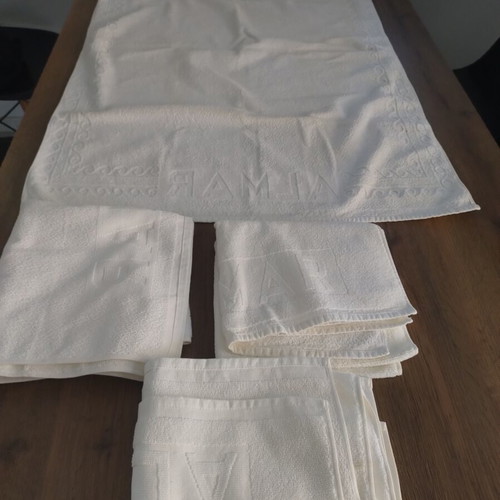 Towel set pack with 1 body towel and 3 face towels, cotton, unused