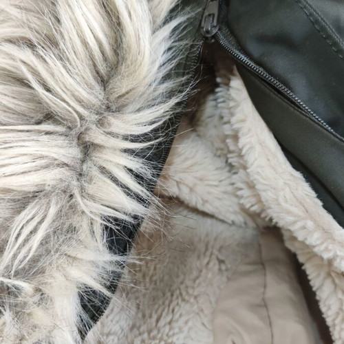 ZARA green parka jacket with fur lining, waterproof, size M