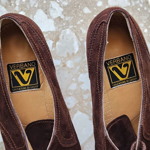 Verbano Brown Suede Oxford Shoes New, Made in Italy
