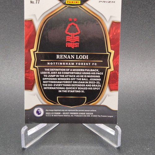 2022 Panini Select Premier League Terrace Pink Ice Prizm Renan Lodi #77 Nottingham Forest card