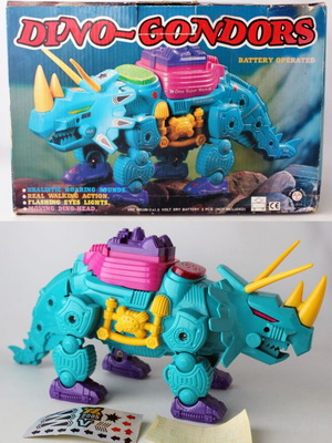 Dino Gondors Τρικεράτοπας Δεινόσαυρος με Περπάτημα Vintage 90s με Μπαταρίες