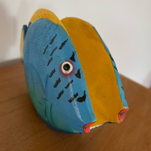 Fish napkin holder like new, handmade wood