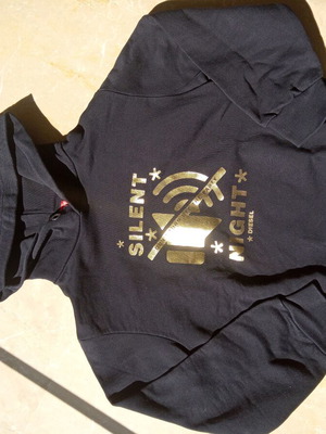 Diesel Silent Night Kids Hoodie new, size 10, black and gold