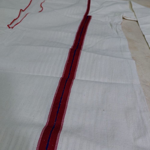 Traditional Women's Costume New White with Red Stripes