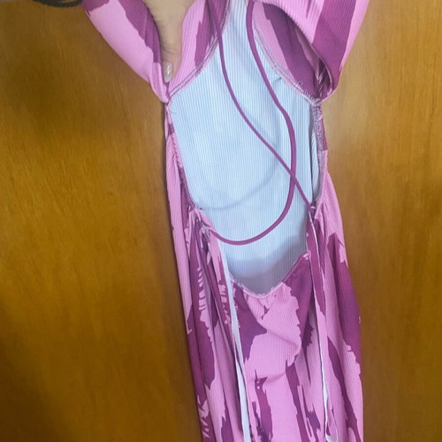 Printed dress one size cut out new with open back and chest cups
