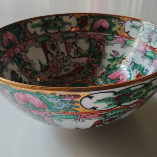 Vintage Rose Medallion plate and bowl used, porcelain