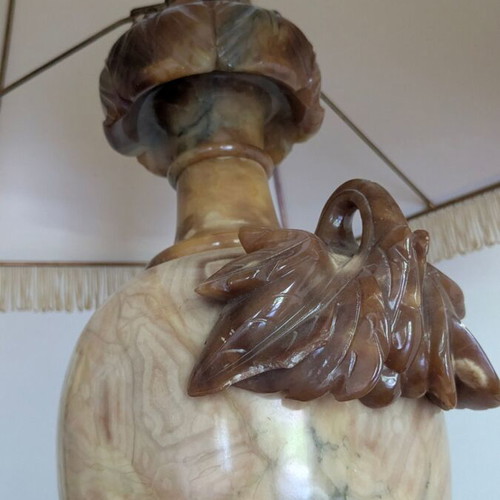 Vintage table lamp made of natural onyx alabaster, classic style