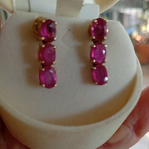 Riviera silver 925 gold-plated earrings with ruby root new