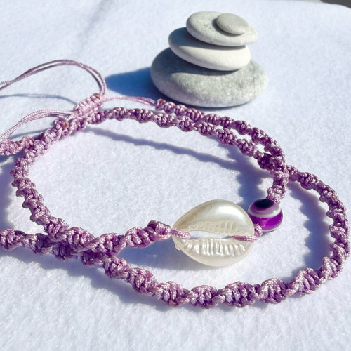 Anklet set lilac color handmade