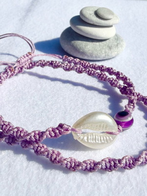 Anklet set lilac color handmade