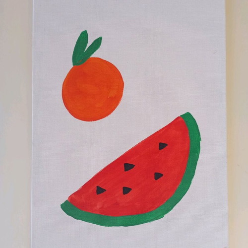 Orange and watermelon painting acrylic on canvas board new