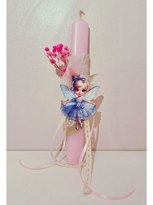 Handmade scented candle in pink with fairy for girl