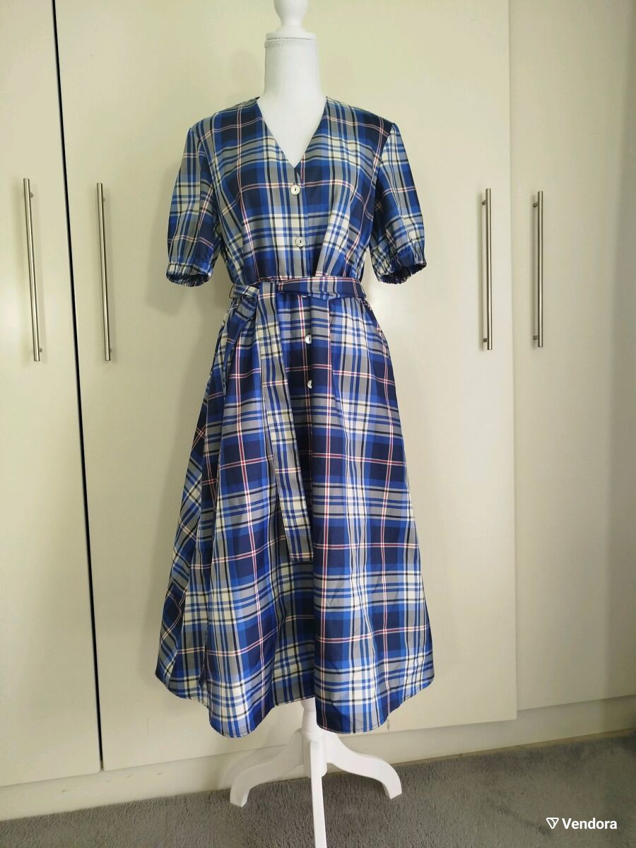 Zara checked dress like new, medium, blue -  20,00 - Vendora.cy