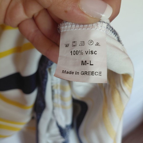Striped maxi dress FJO 100% viscose like new, white yellow blue
