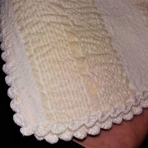 Handwoven tablecloth new with crochet edging