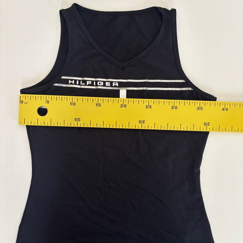 Tommy Hilfiger Sport Top sleeveless black silver logo small used