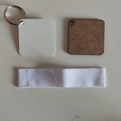 Keychains for sublimation, pack of 38, wood fabric and metal