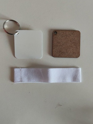 Keychains for sublimation, pack of 38, wood fabric and metal