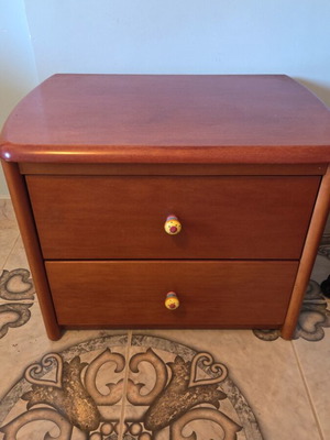 Night stands set of 2 used, 54x40x40 cm, double drawers with new knobs