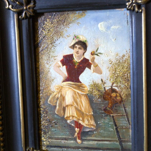 Pair of Antique Oil Paintings on Wooden Panels used, c. 1890–1910