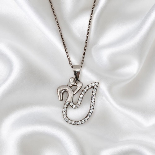 Handmade necklace with 925 silver and zircon pendant