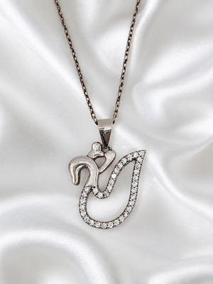 Handmade necklace with 925 silver and zircon pendant