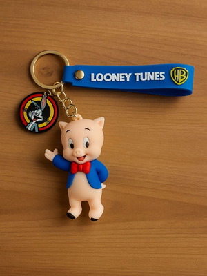 Μπρελόκ Porky Pig Looney Tunes με μπλε λουράκι και φιγούρα Bugs Bunny