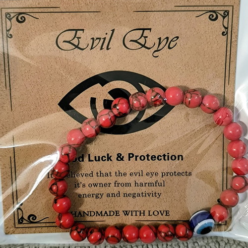 Evil Eye Bracelet new with red Howlite beads