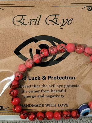Evil Eye Bracelet new with red Howlite beads