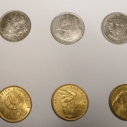 Collectible coins new 500 and 100 drachmas Olympic Games theme