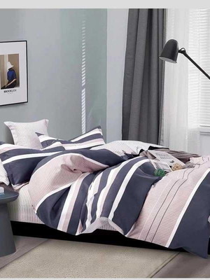 Cotton Duvet Cover Set 160x240cm Single with Pillowcase, striped