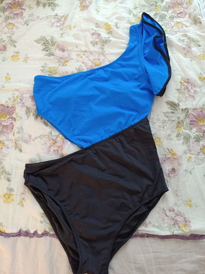 Women's one-shoulder swimsuit new, blue and black, size 42